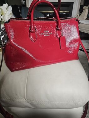 Coach Patent Leather Satchel in Red